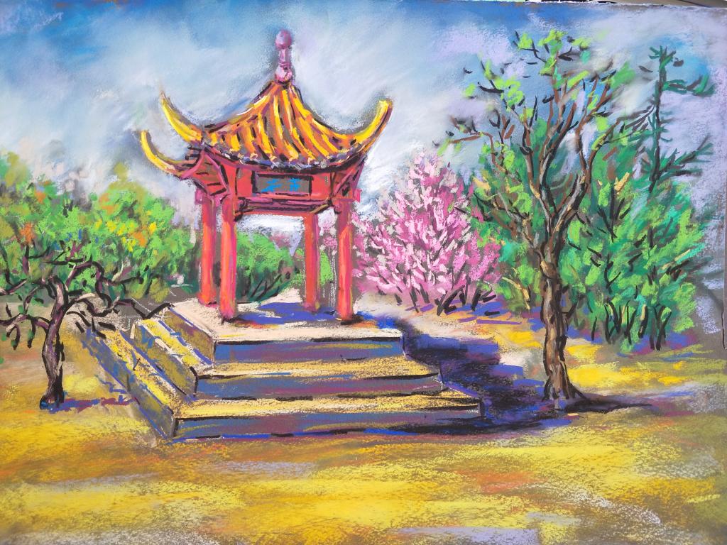 绘画课堂搬户外,校园美景纸上描——文化创意学院春季